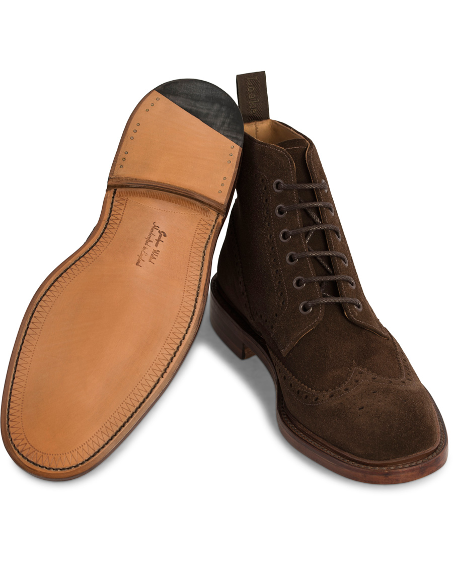 Loake 1880 Burford Brogue Boot Brown Suede Hos 2776