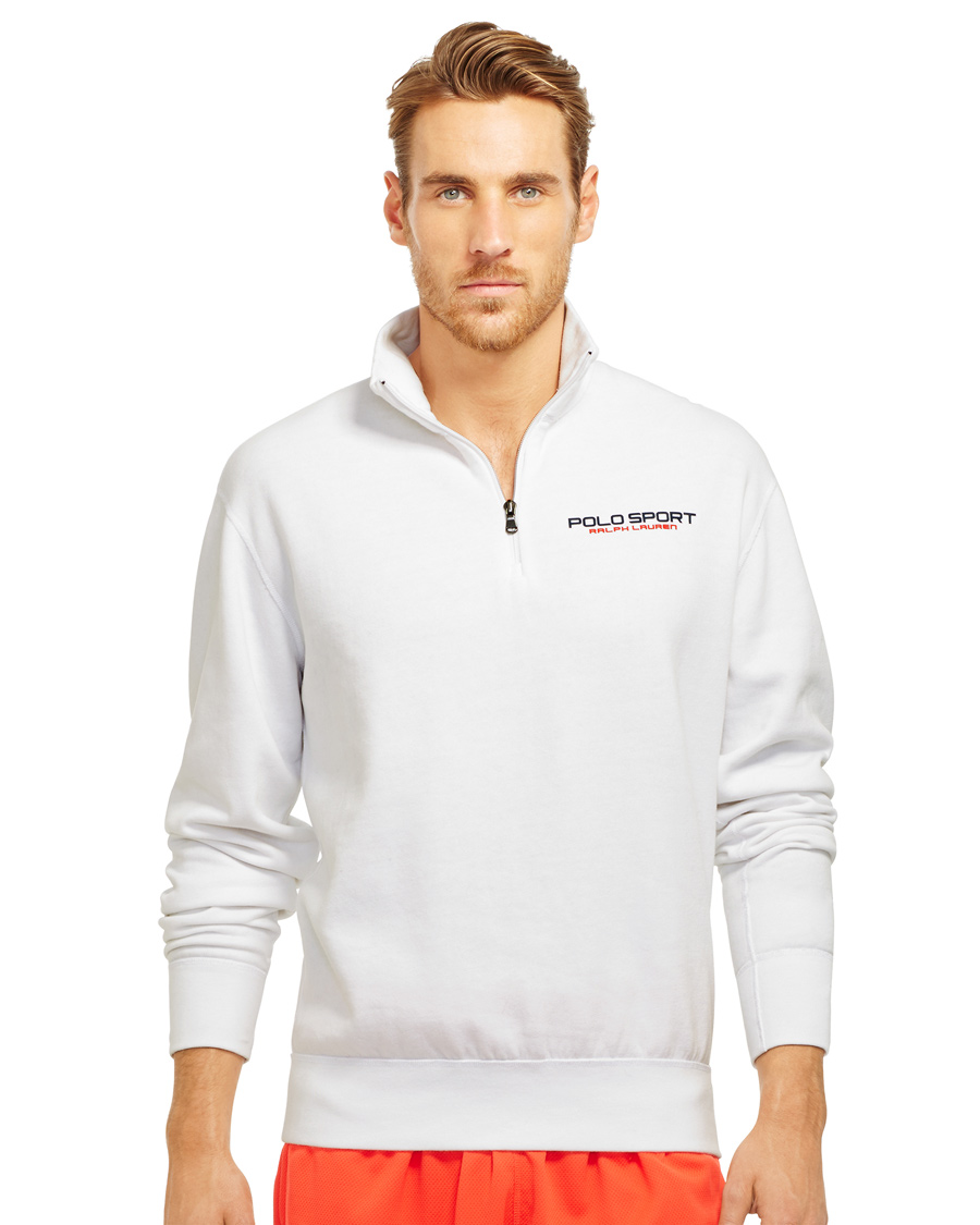 Polo Sport Half Zip Fleece Sweater Pure White hos CareOfCarl.com